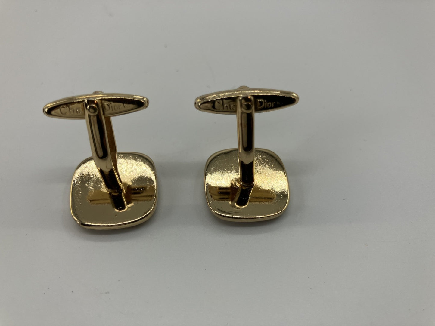 Christian Dior Cufflinks Gold &amp; White with Case Free Shipping 