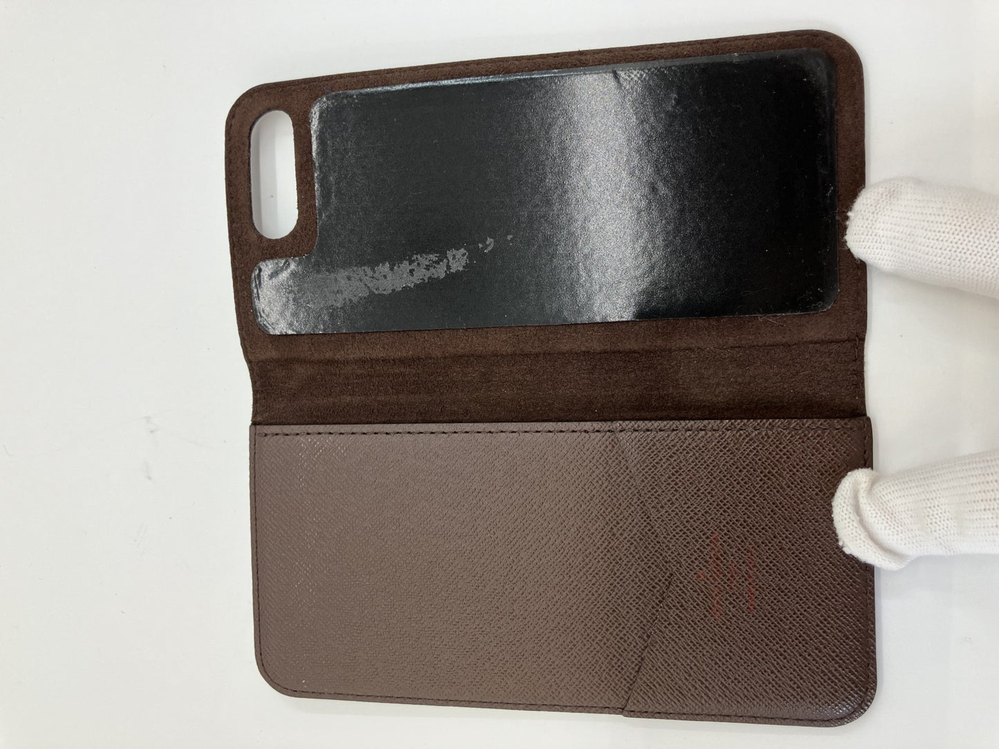 LOUIS VUITTON iPhone 8 Plus Folio (also fits 7 Plus) Mobile Phone Case Damier Ebﾃｨne N61068