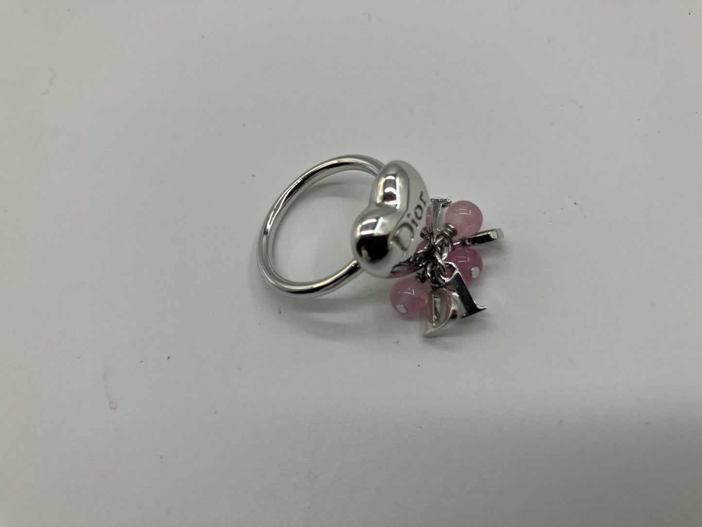 Christian Dior Ring Size 12 (52) (US 6.5) Heart Silver &amp; Pink Box and Bag Included Free Shipping 