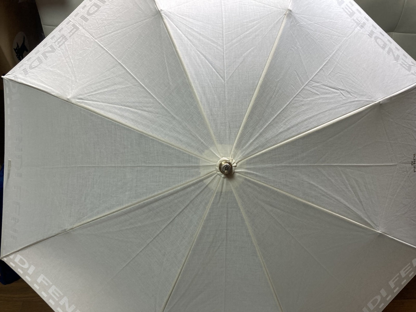 FENDI Zucca Folding Umbrella White