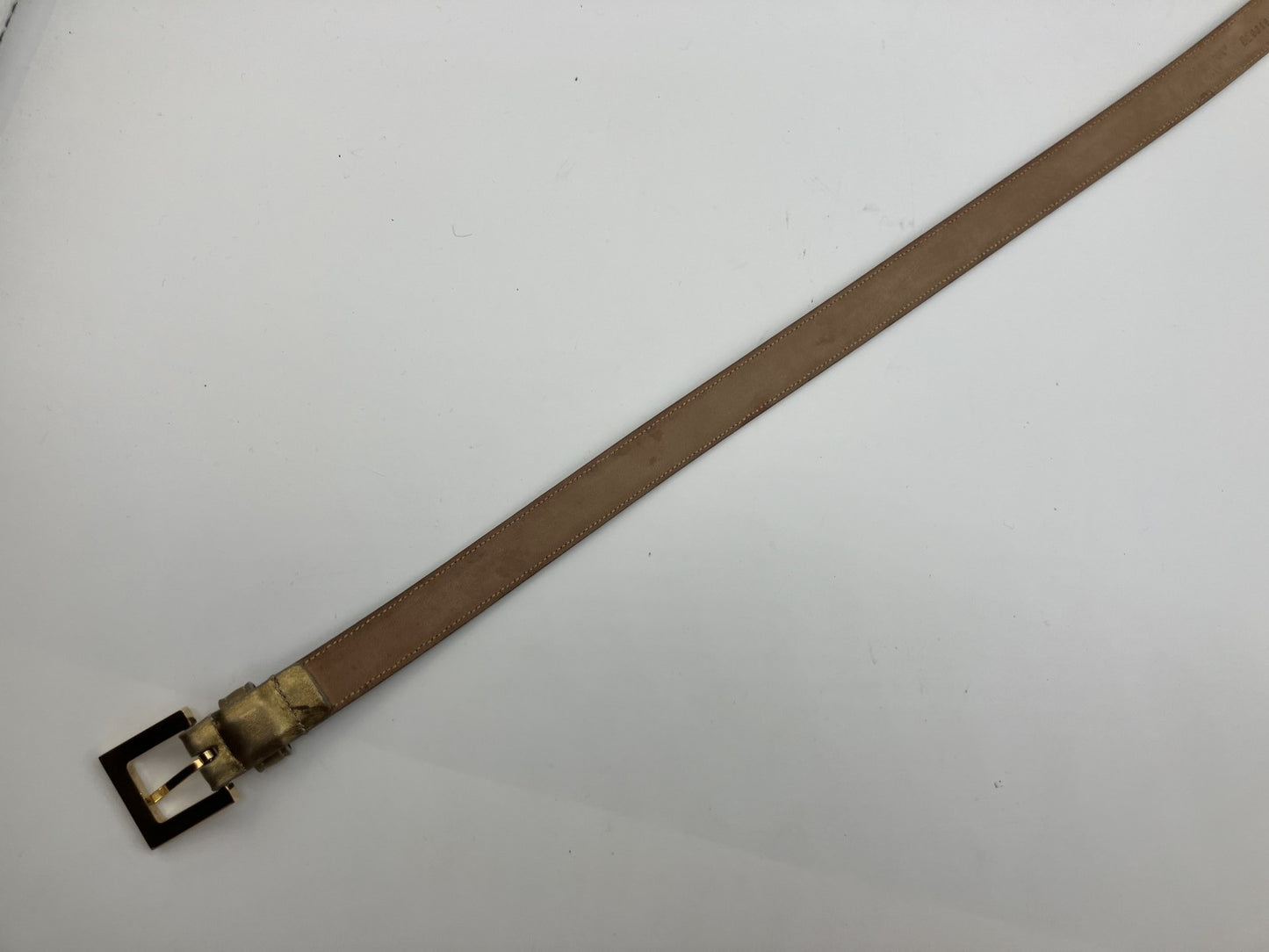 DOLCE &amp; GABBANA Leather Belt 101cm Gold Free Shipping 