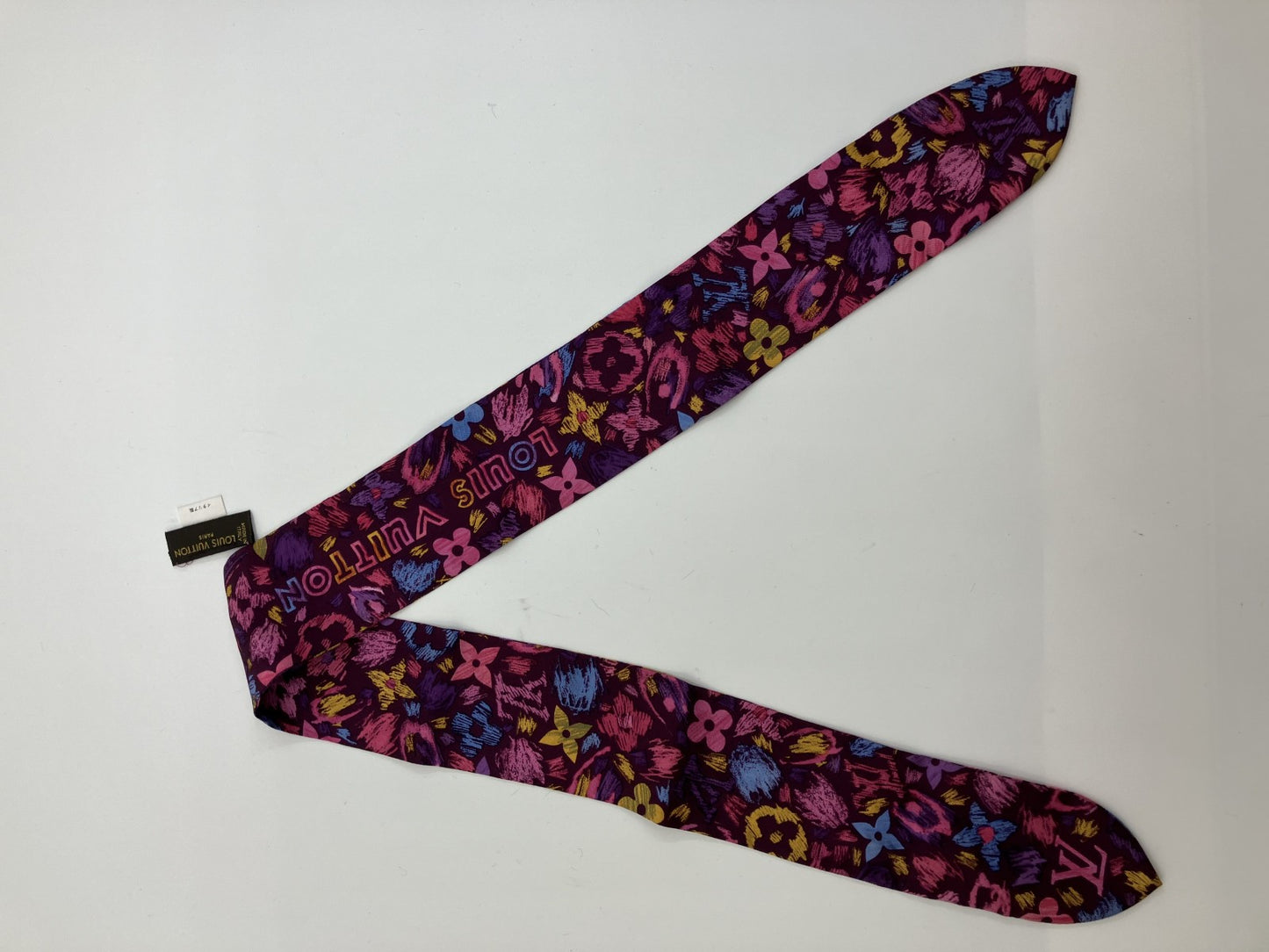 LOUIS VUITTON Louis Vuitton Bandeau Scarf Silk Purple 84 x 6 cm Free Shipping 