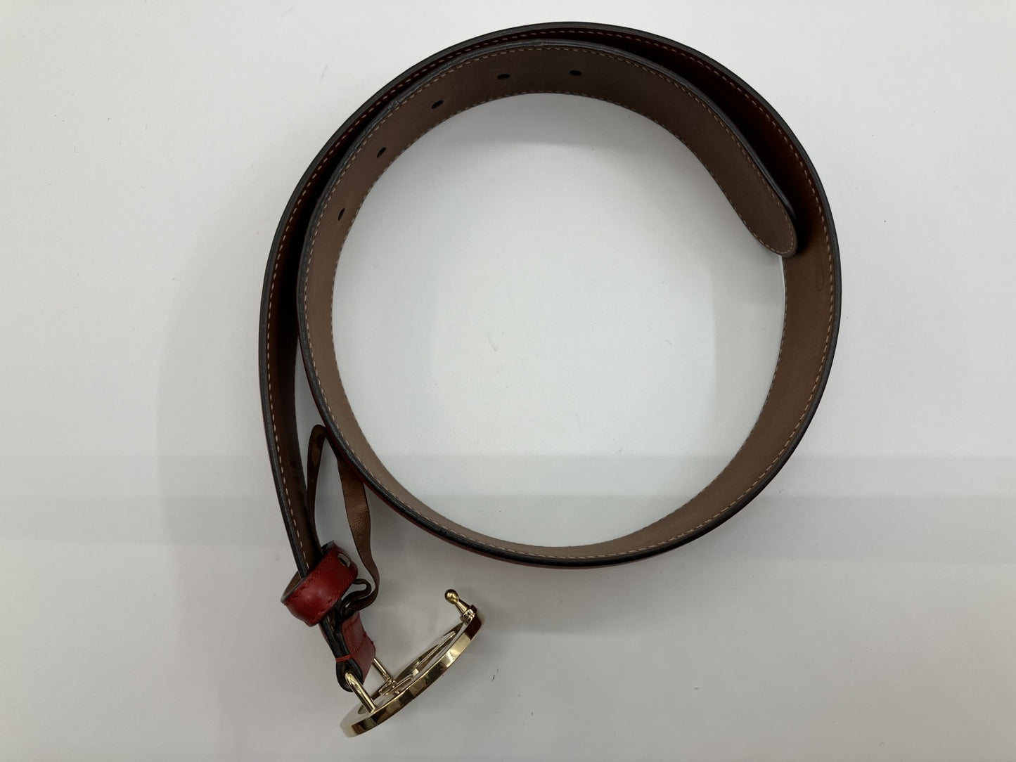 Gucci 370543 Interlocking G Belt 75/30 Leather Red ความยาว 90cm ส่งฟรี 