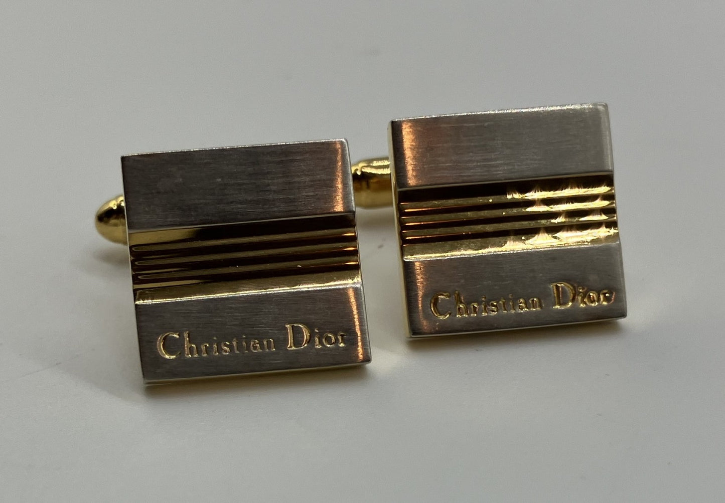 Christian Dior Cufflinks Silver &amp; Gold Free Shipping 