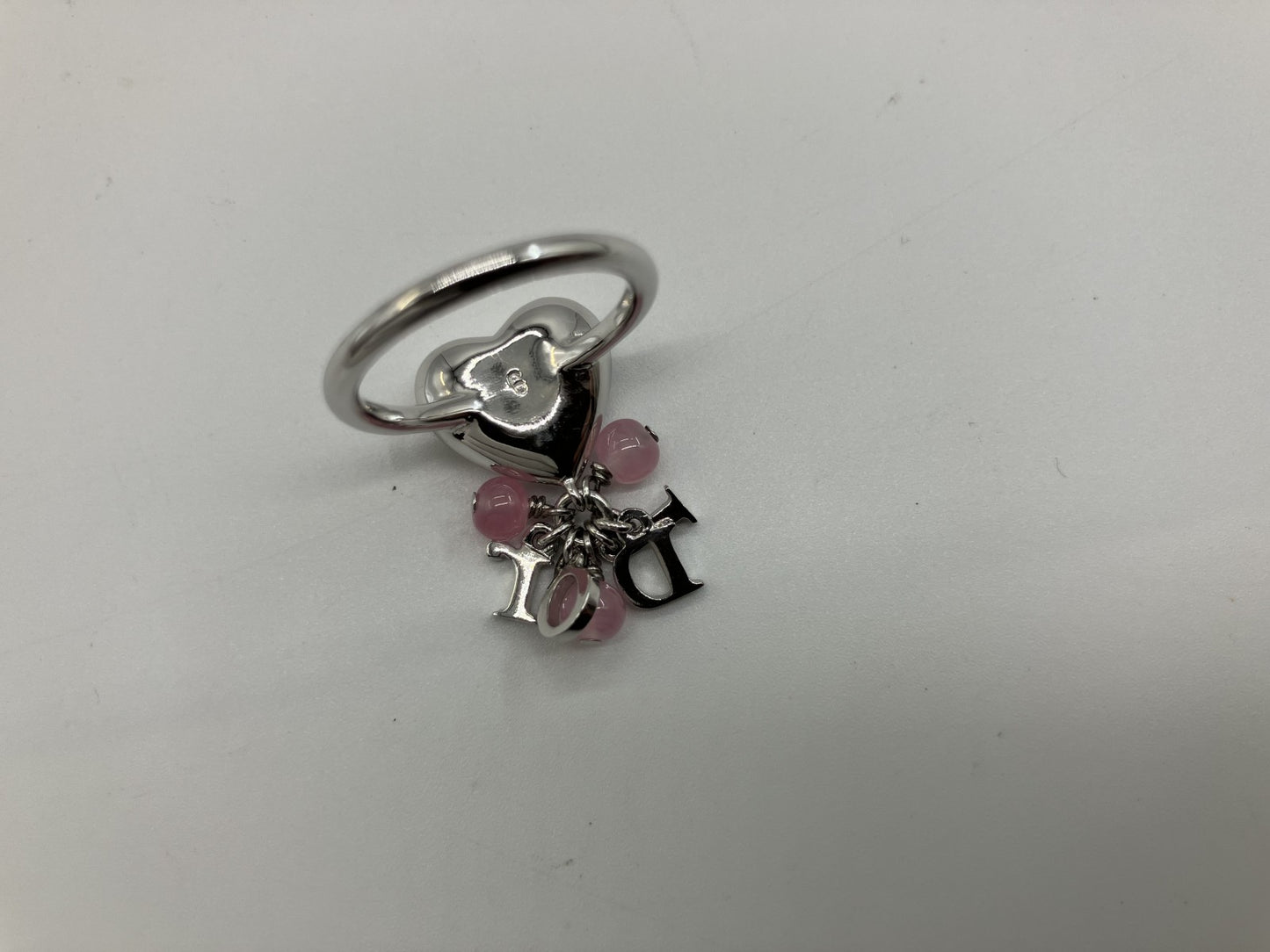 Christian Dior Ring Size 12 (52) (US 6.5) Heart Silver &amp; Pink Box and Bag Included Free Shipping 