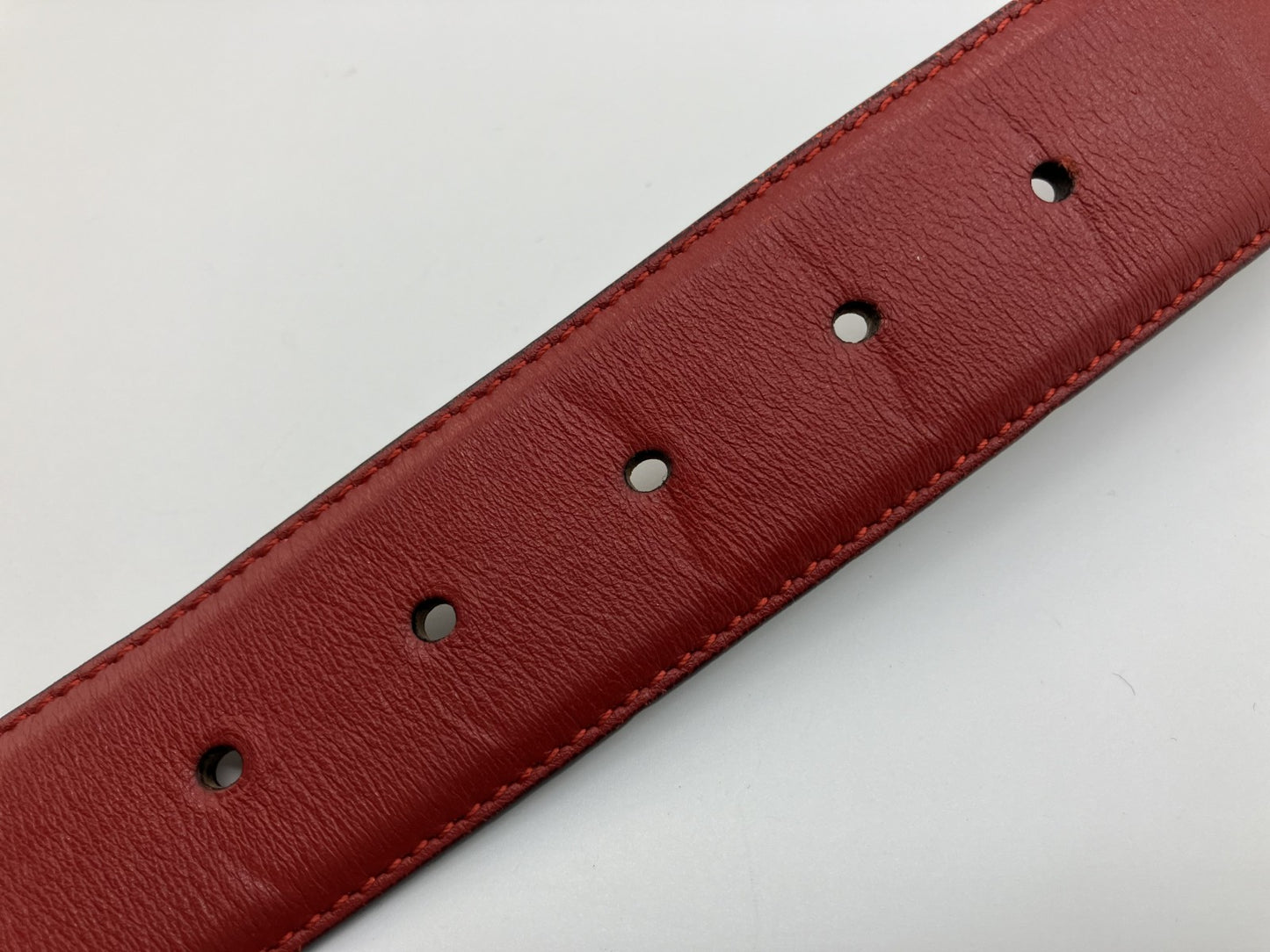 Gucci 370543 Interlocking G Belt 75/30 Leather Red ความยาว 90cm ส่งฟรี 