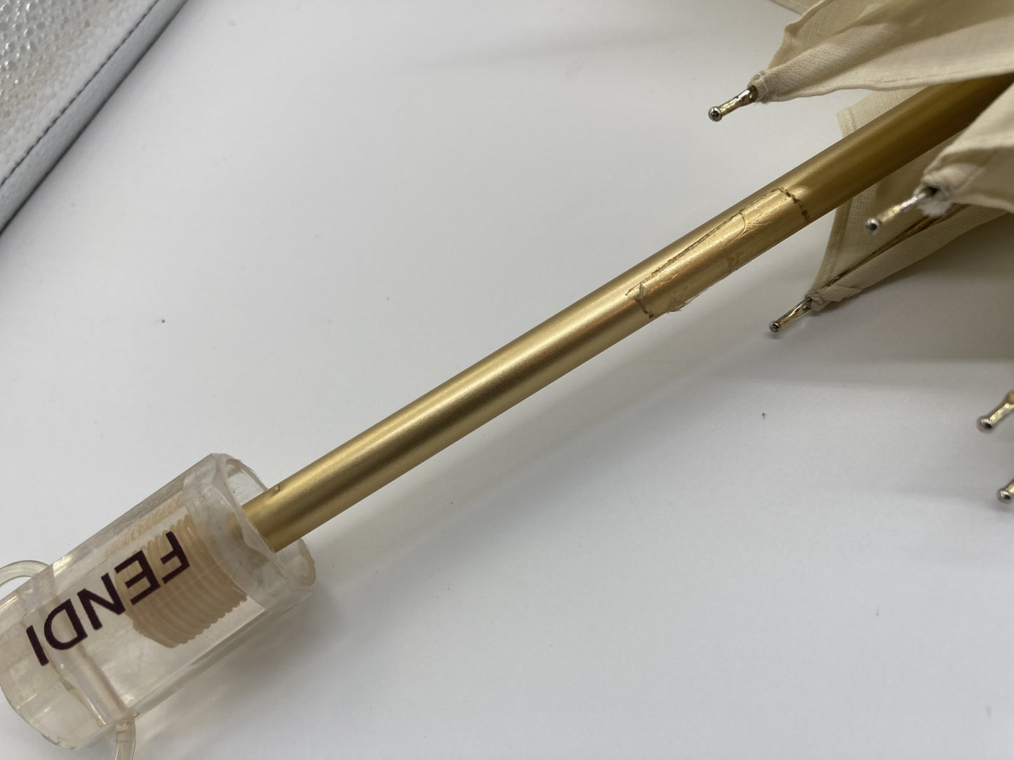 FENDI Zucca Folding Umbrella White