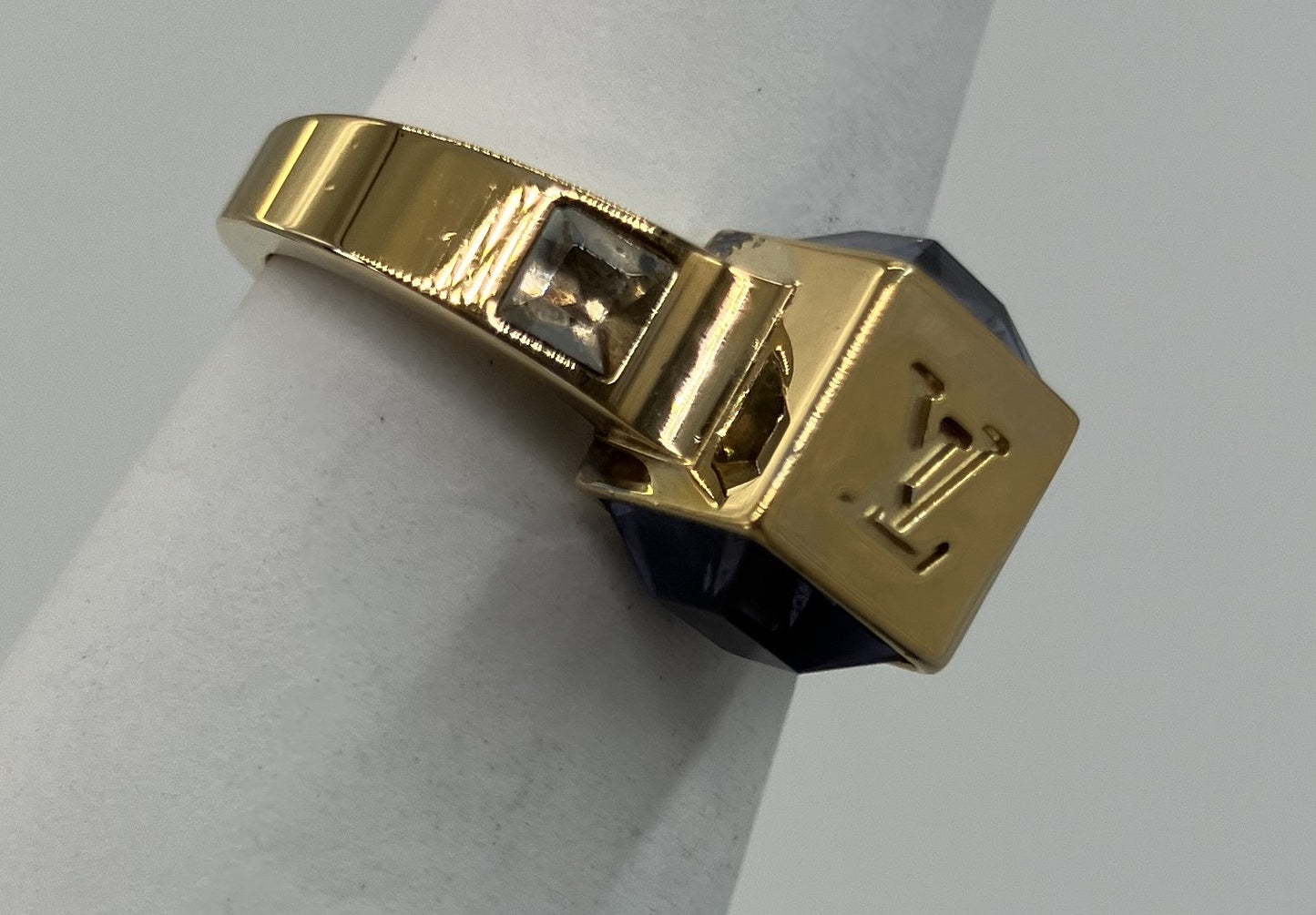 LOUIS VUITTON Cube Ring Gold Size M (JP 10)(US 5.5)(EU 50) with bag