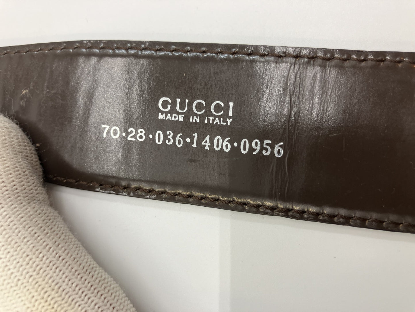 Ｇｕｃｃｉ グッチ ＧＧレザーベルト（Ｇバックル）全長９３ｃｍ 幅３．５ｃｍ 送料無料