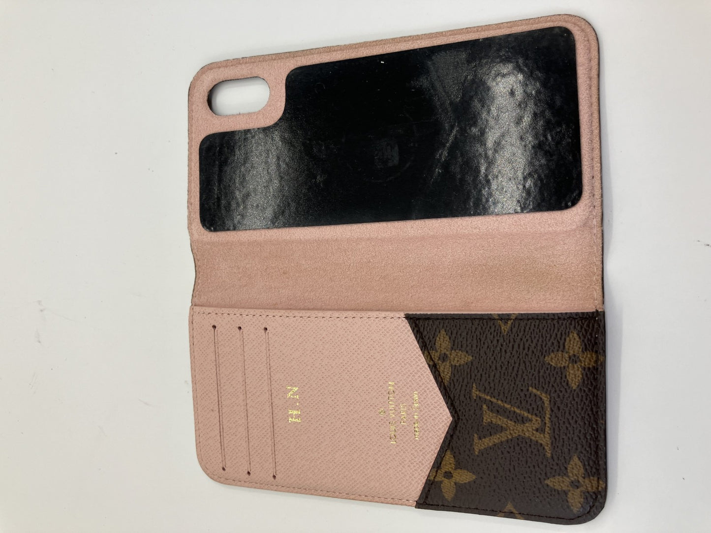 LOUIS VUITTON Folio Rose Ballerina iphone X cell phone mobile case Monogram M68686