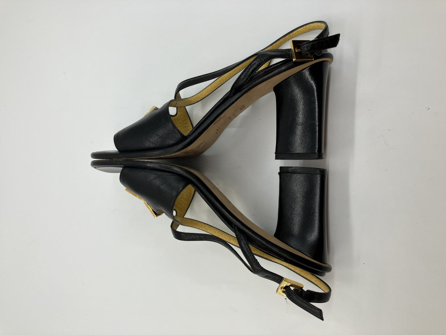 FENDI Sandals 36.5 (US 6.25) (23.1 cm) (9.09 inch) Heel approx. 8 cm Black &amp; Yellow Box included Free shipping 