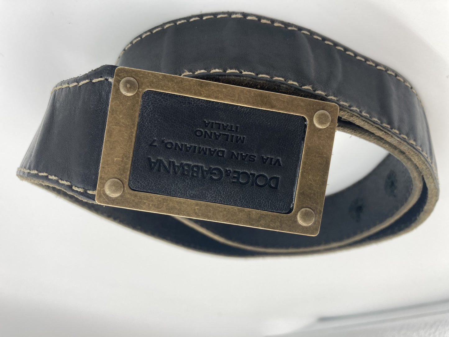 DOLCE＆GABBANA ドルチェアンドガッバーナ レザーベルト BC3091 黒 最短９９ｃｍ 送料無料