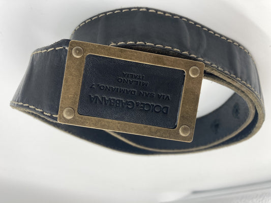 DOLCE＆GABBANA ドルチェアンドガッバーナ レザーベルト BC3091 黒 最短９９ｃｍ 送料無料