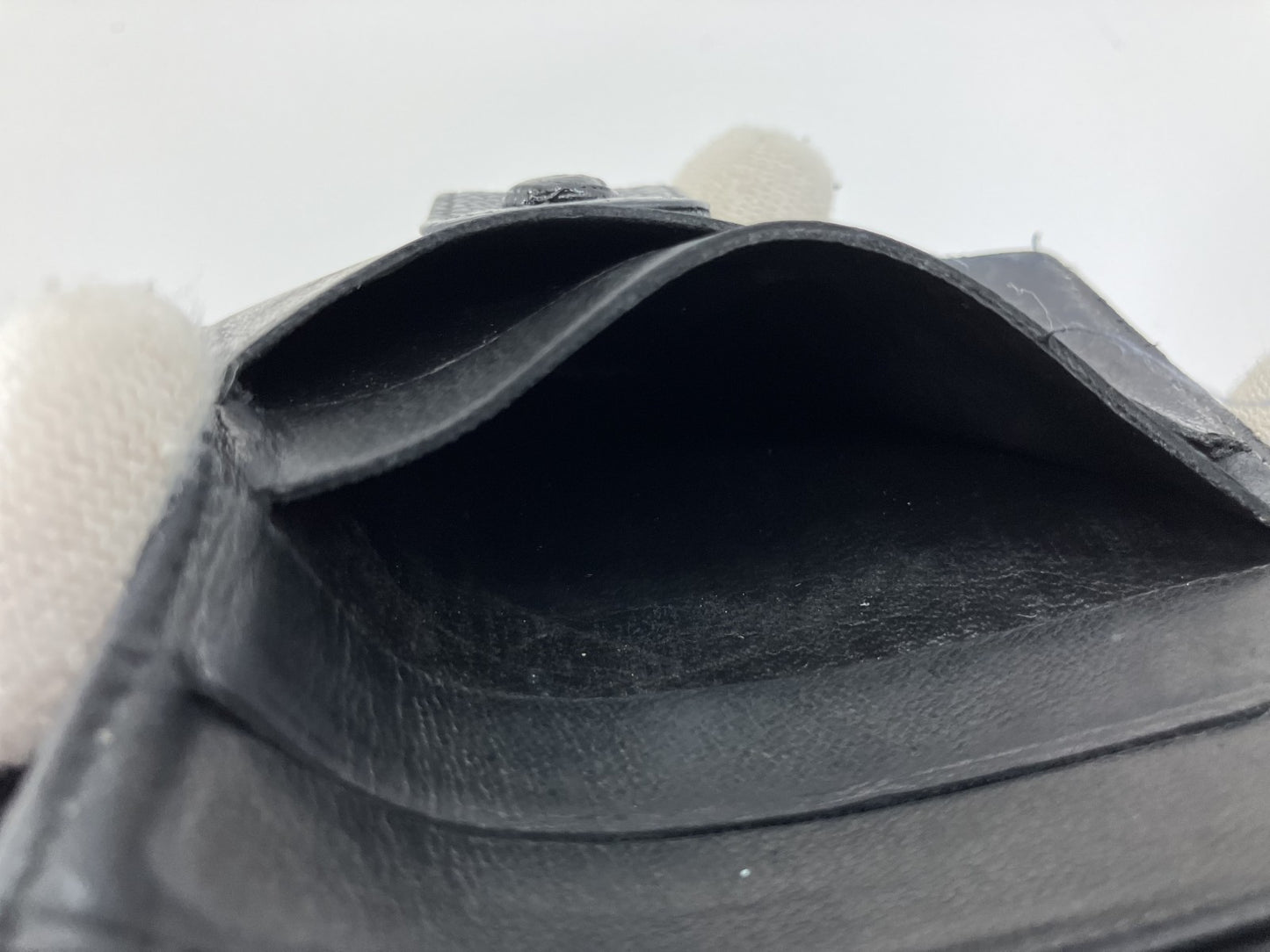 CHANEL Caviar Skin Black Coco Mark W Hook Bifold Wallet with Box and Cards