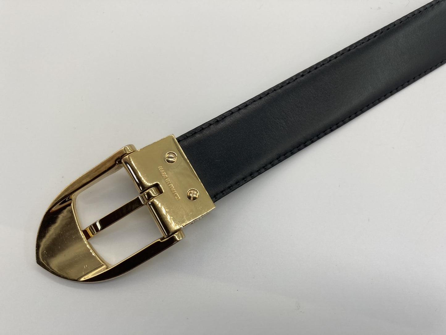 LOUIS VUITTON Louis Vuitton Black Santur Classic Belt Noir Total Length 103cm Free Shipping 