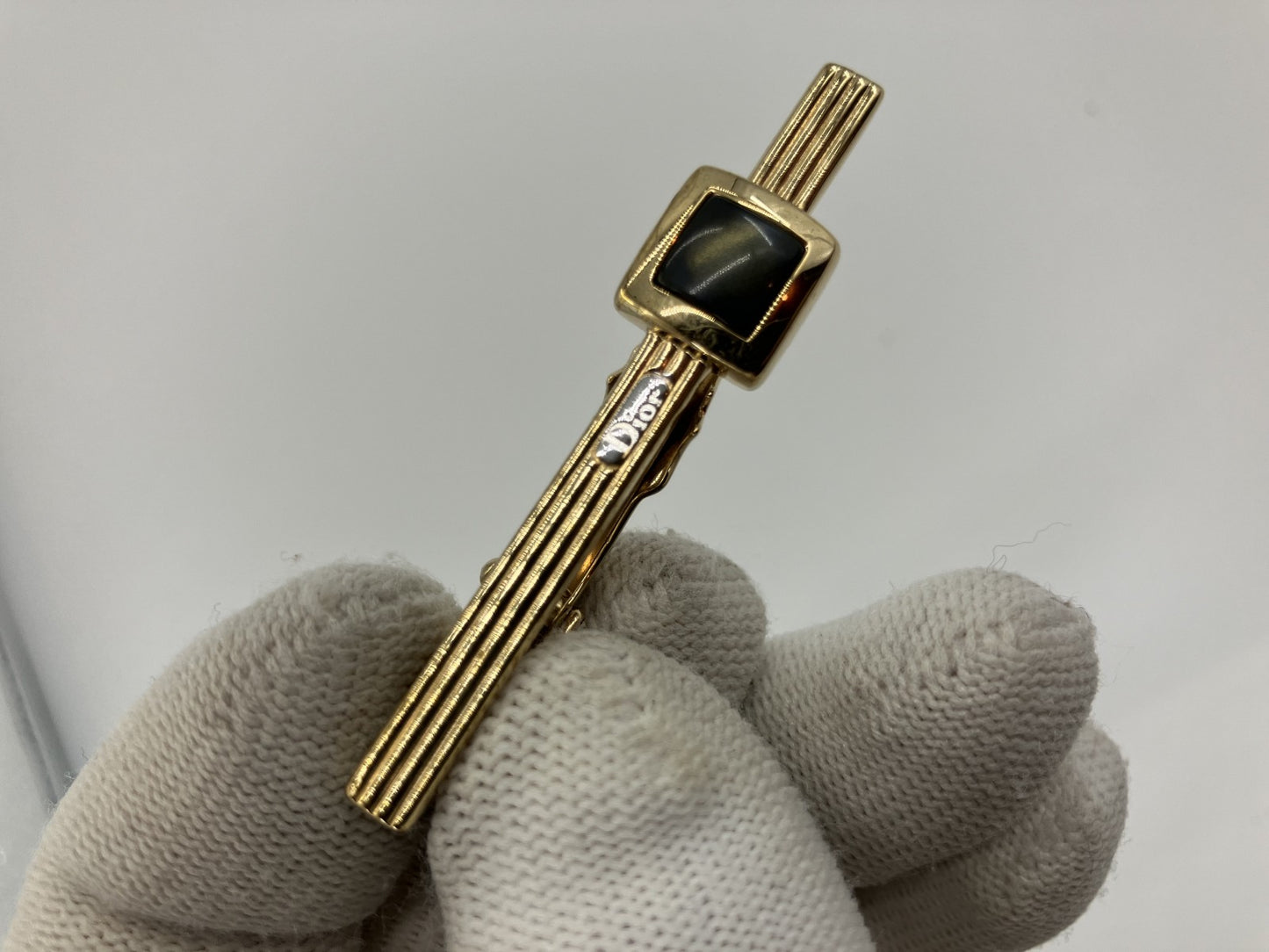 Christian Dior cuff and tie pin set, gold, with case,