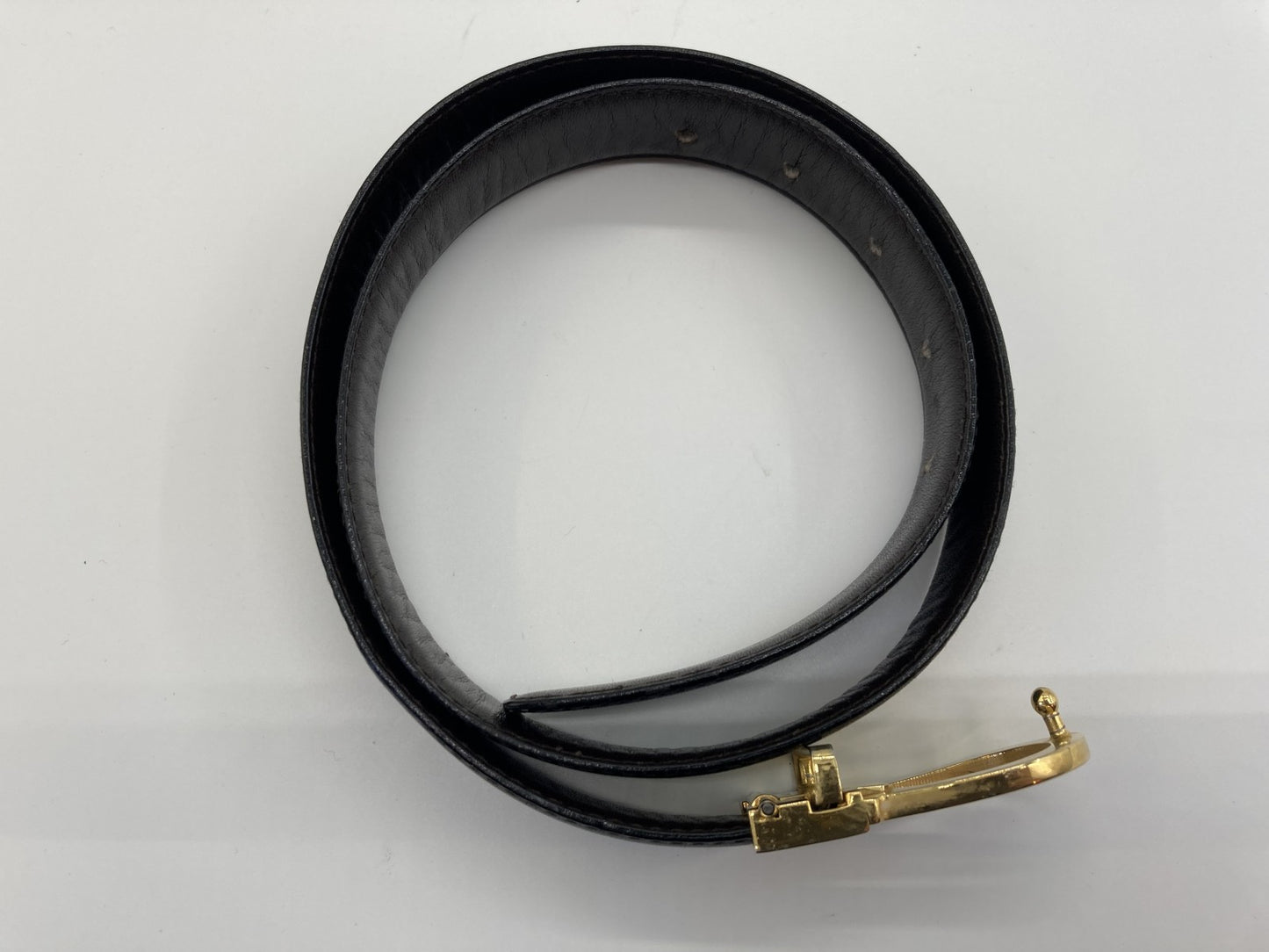Celine black leather belt with carriage hardware, length 86cm, width 3cm