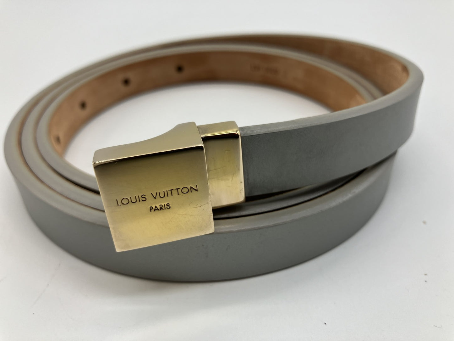 LOUIS VUITTON Vernis Belt 114cm (44.88 inch) Boxed Grey Free Shipping 