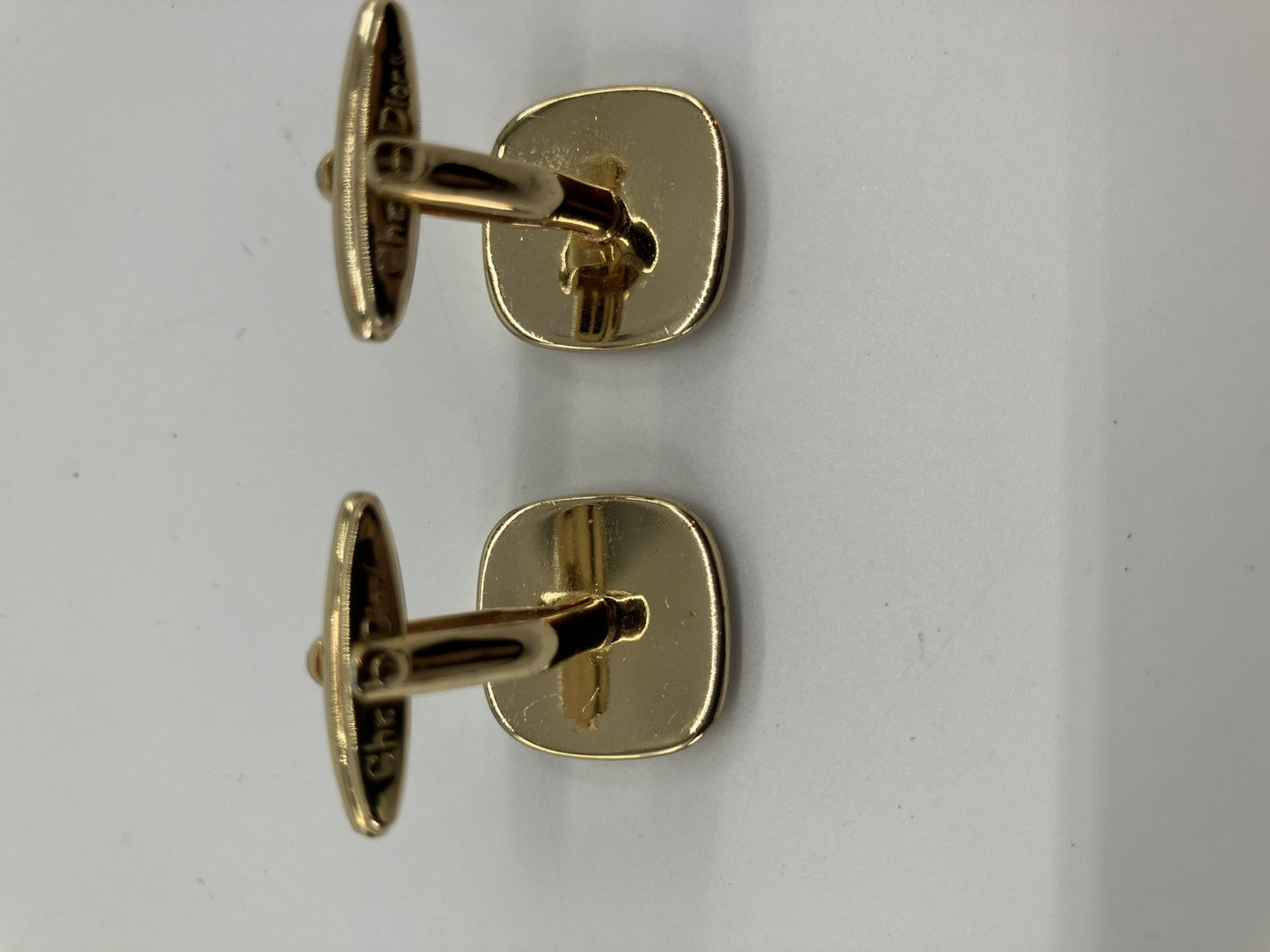 Christian Dior Cufflinks Gold &amp; White with Case Free Shipping 