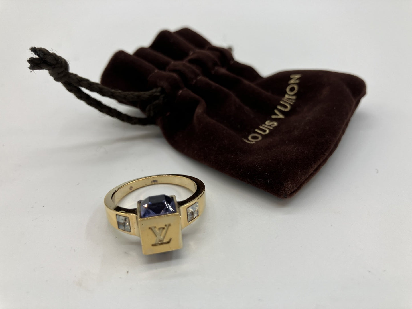 LOUIS VUITTON Cube Ring Gold Size M (JP 10)(US 5.5)(EU 50) with bag