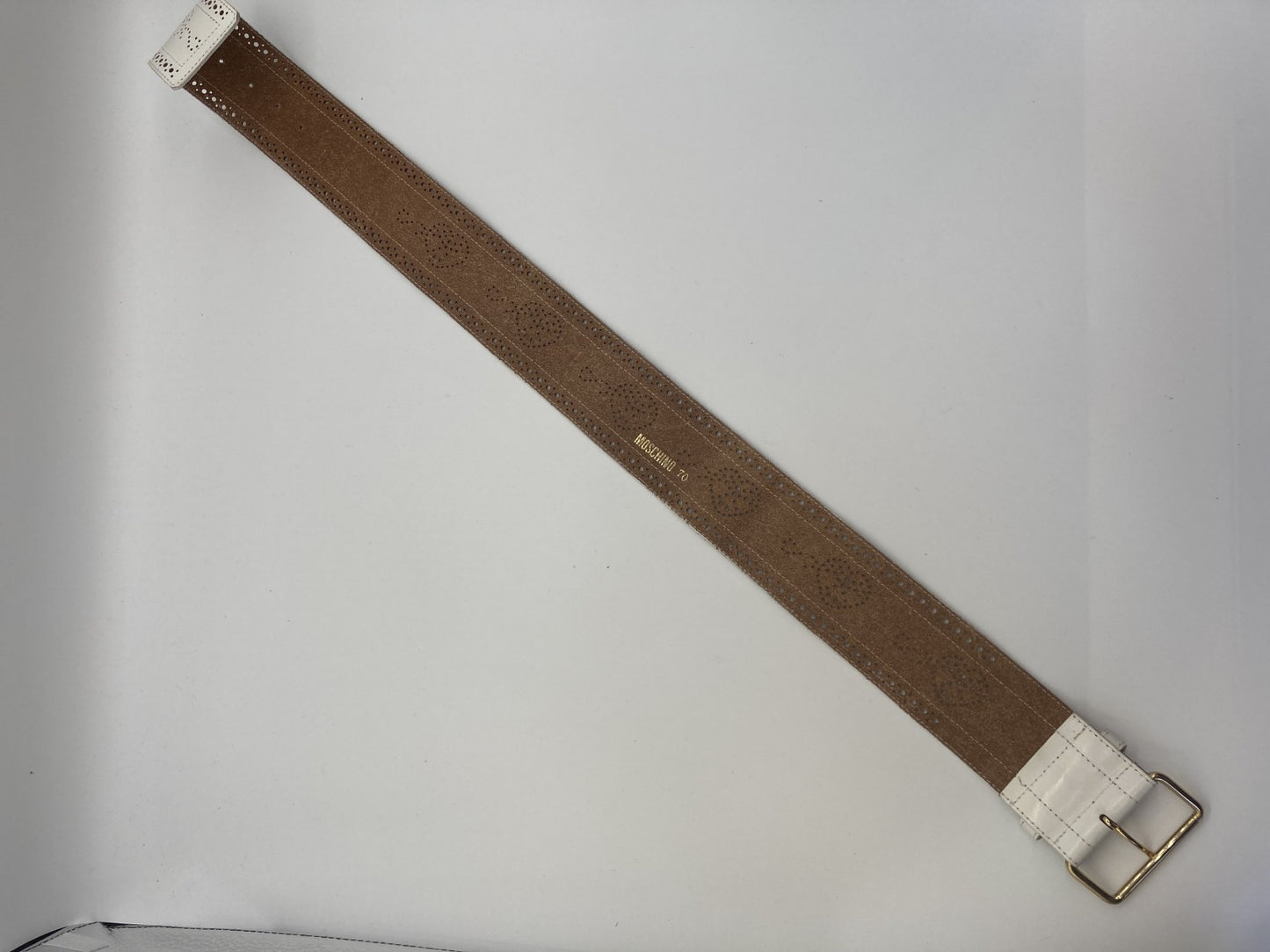 MOSCHINO White Belt 70 Width 6cm Total Length 83cm Free Shipping 