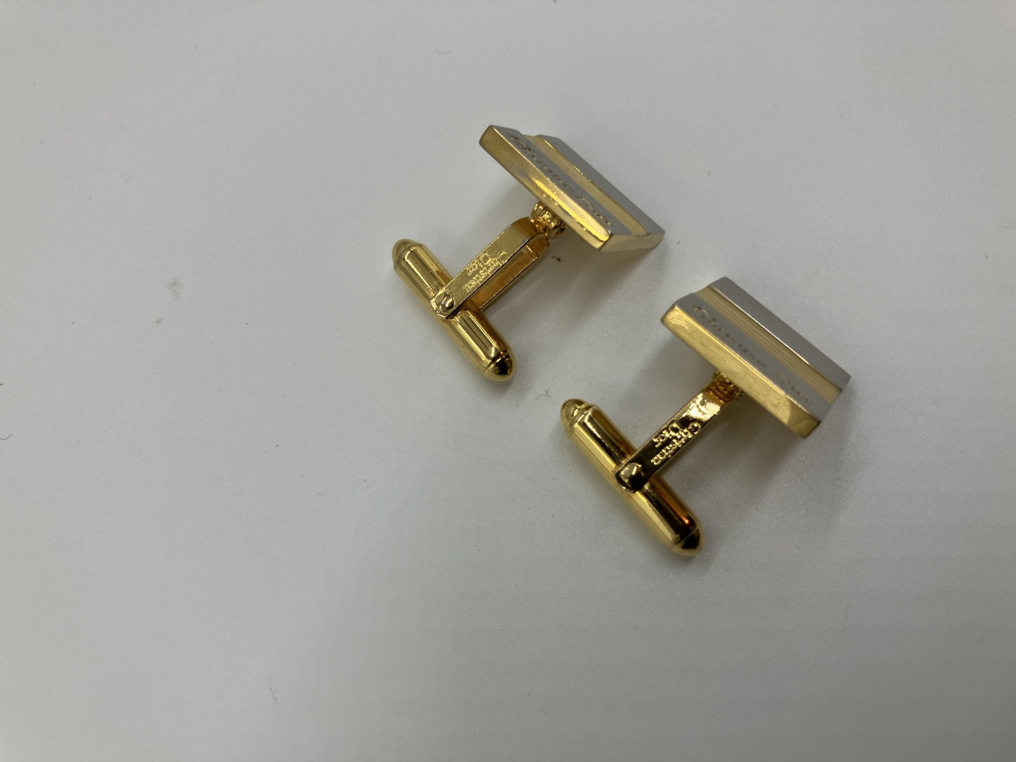 Christian Dior Cufflinks Silver &amp; Gold Free Shipping 