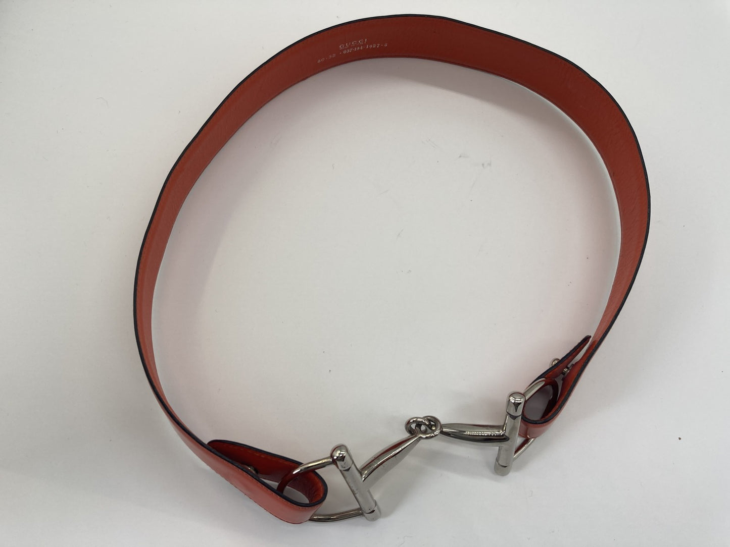 Ｇｕｃｃｉ グッチ ホースビット ベルト レザー オレンジ ８７ｃｍ 送料無料