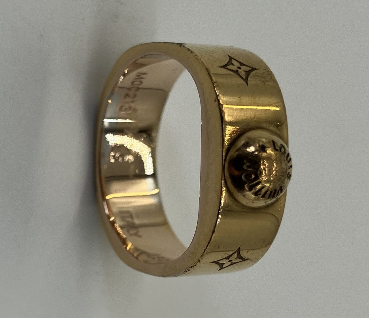 LOUIS VUITTON Louis Vuitton Berg Nanogram S size M00213 Actual size #9.5 Gold ring Free shipping 