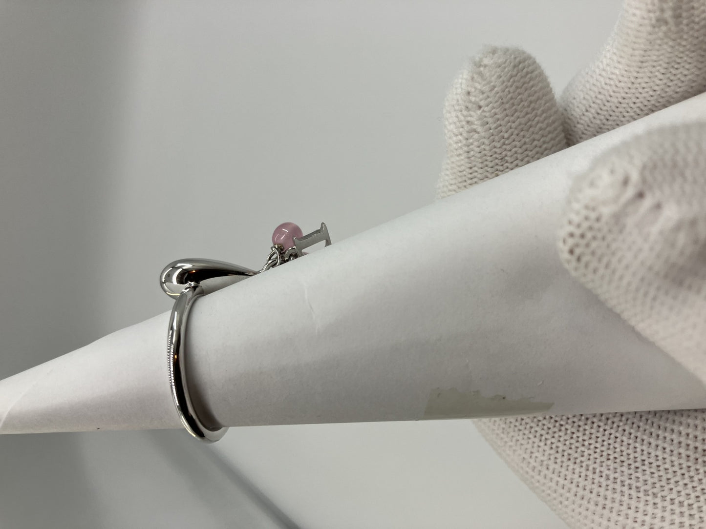 Ｃｈｒｉｓｔｉａｎ Ｄｉｏｒ 指輪 12号(52)(US 6.5) ハートシルバー＆ピンク 箱、袋付 送料無料