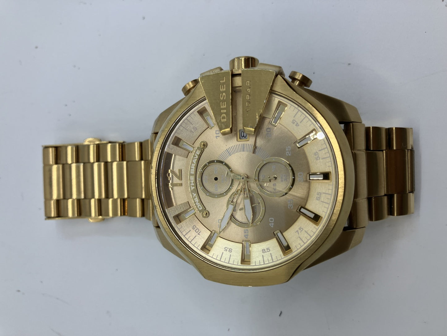 Diesel Mega Chief DZ4360 battery replaced gold diameter 57mm chronograph