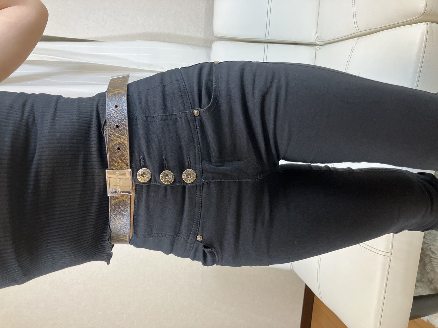 Louis Vuitton Monogram Carre Belt Brown Canvas Silver Buckle Size 75/30 Spain