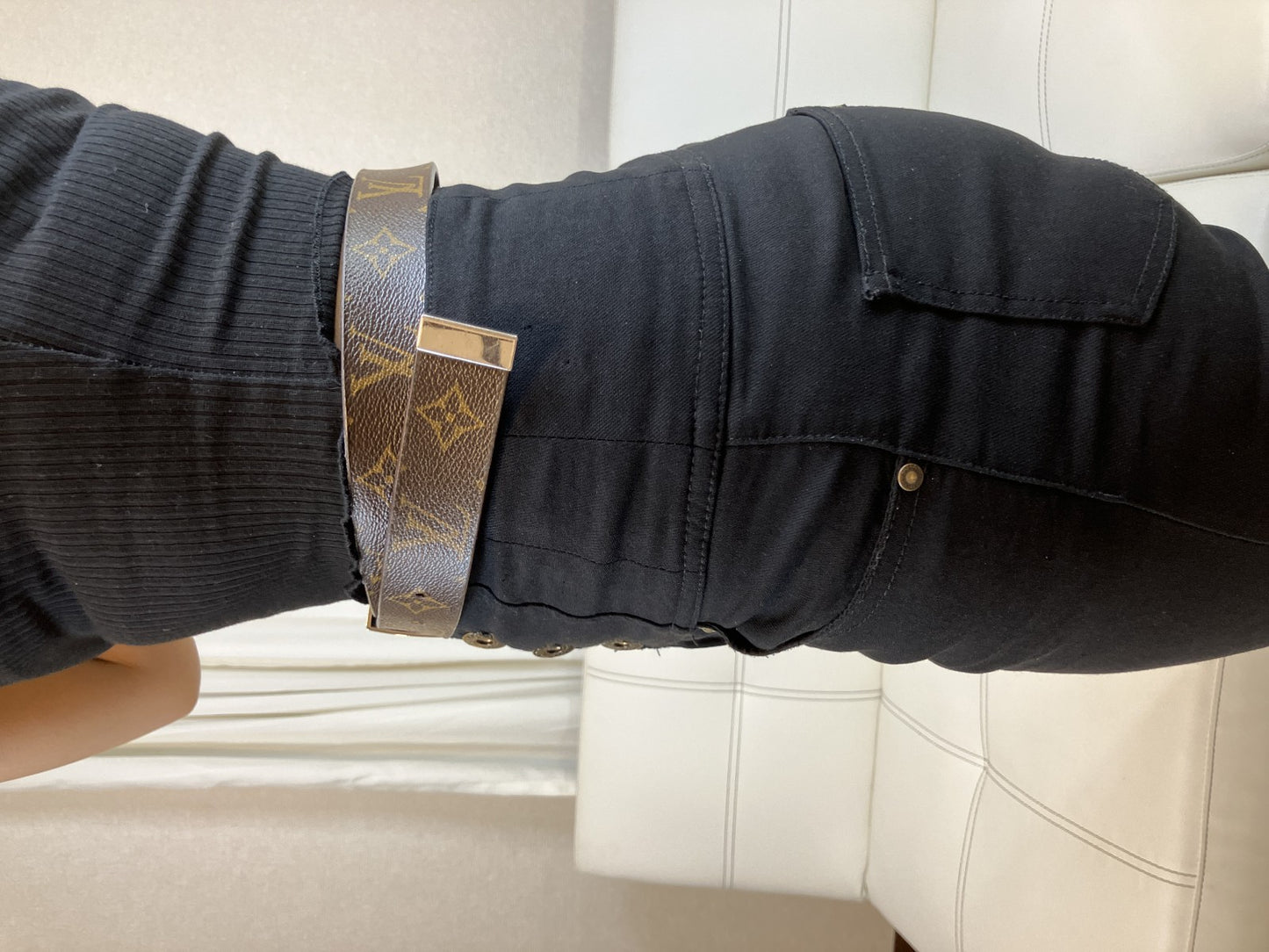 Louis Vuitton Monogram Carre Belt Brown Canvas Silver Buckle Size 75/30 Spain