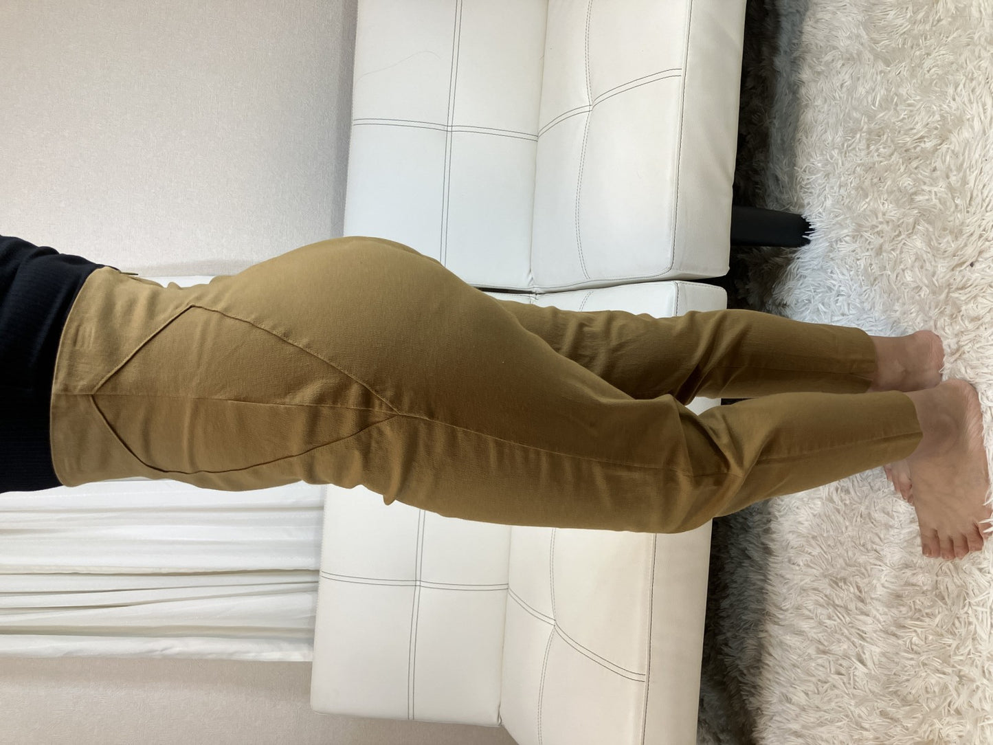 ROMEO GIGLI Italy High Waist Tapered Pants Camel Stretch Designer Women's