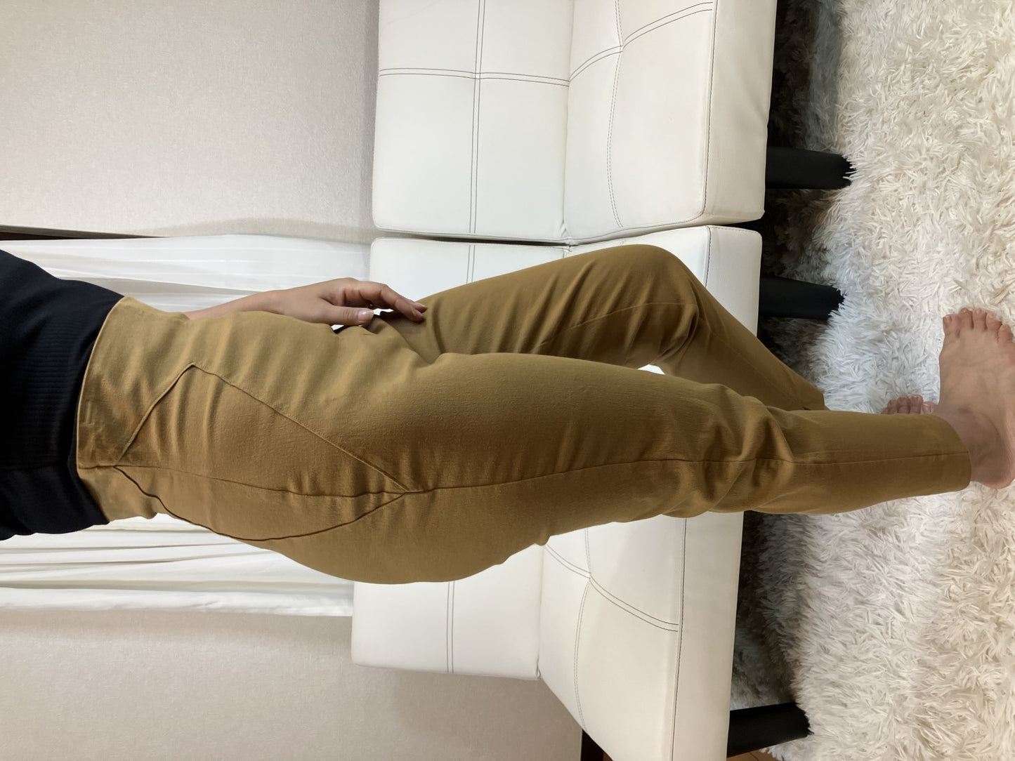 ROMEO GIGLI Italy High Waist Tapered Pants Camel Stretch Designer Women's