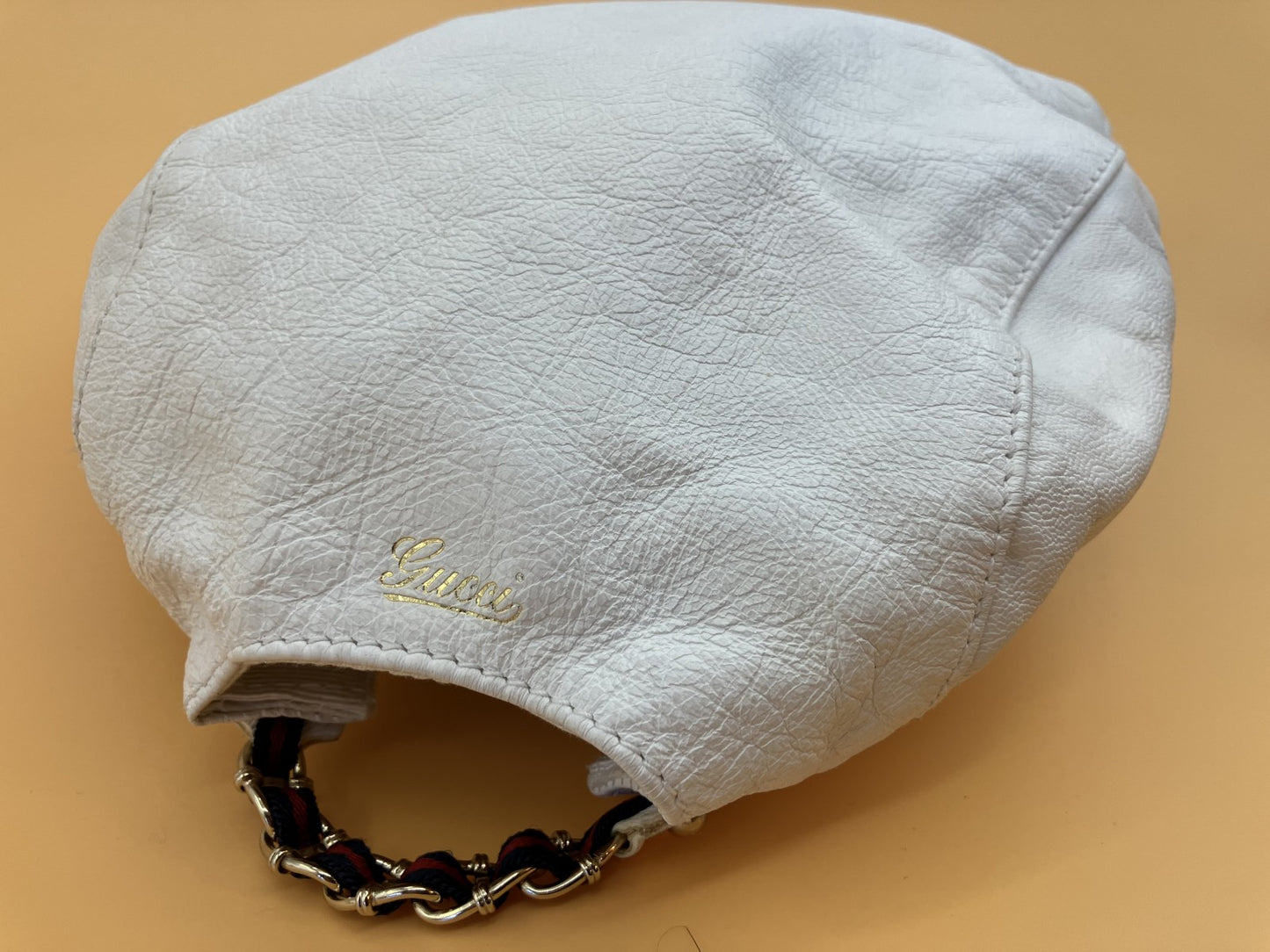 Gucci 155578 Hunting Cap, Lambskin, White, Size L (Head Circumference: 56cm), Bag Included, Free Shipping 