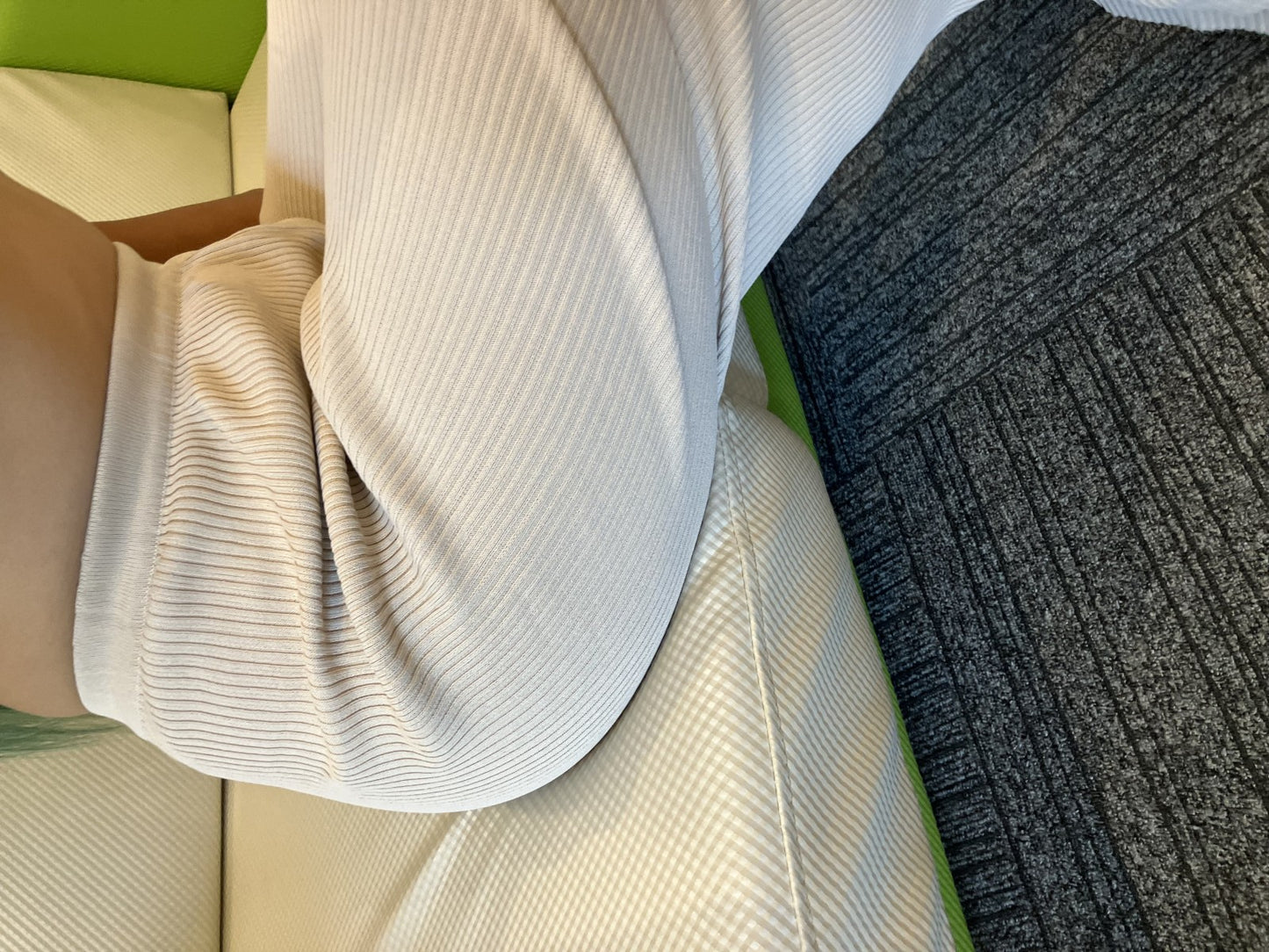 CELINE Paris Flare Pants Ecru Beige Rib Knit High Waist Pull-On Size 36 Made in Italy