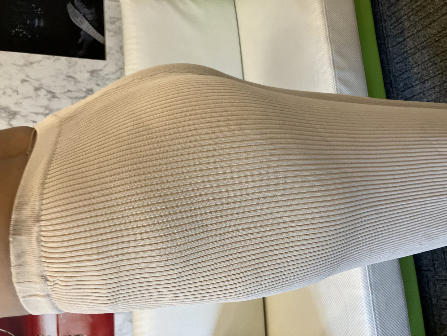 CELINE Paris Flare Pants Ecru Beige Rib Knit High Waist Pull-On Size 36 Made in Italy