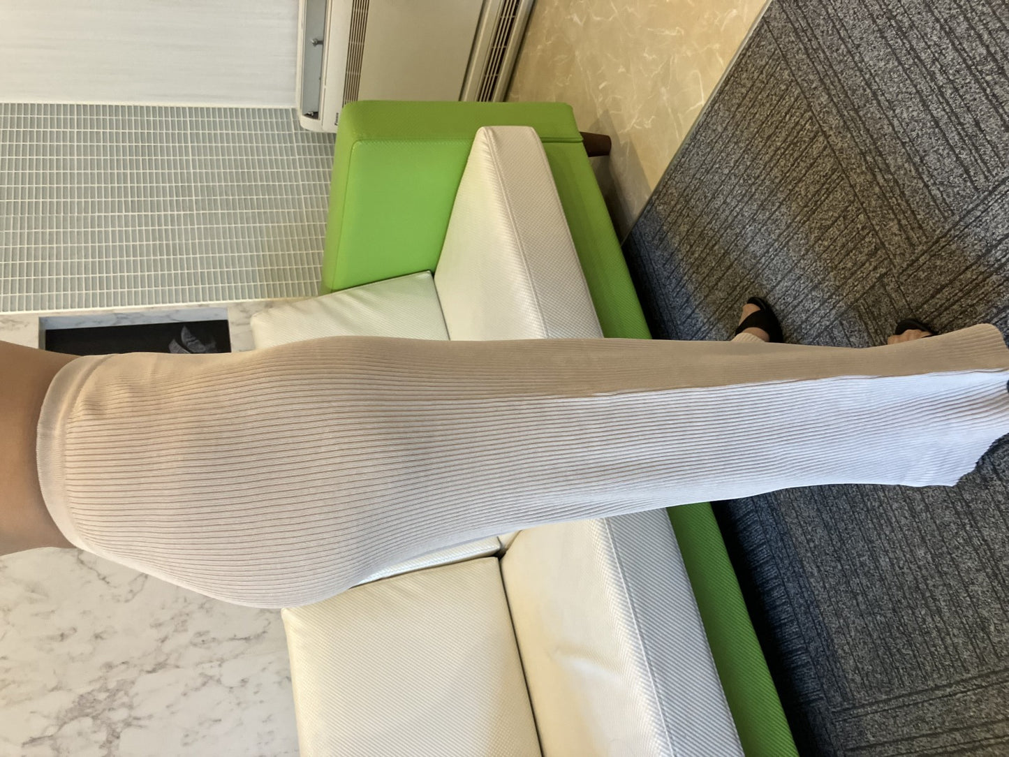 CELINE Paris Flare Pants Ecru Beige Rib Knit High Waist Pull-On Size 36 Made in Italy