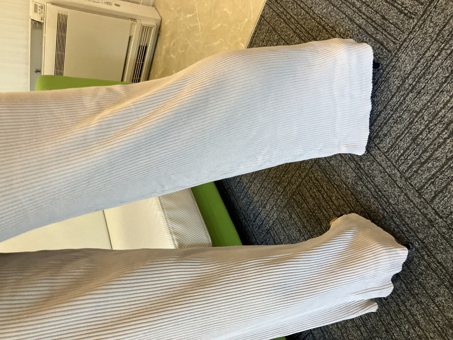 CELINE Paris Flare Pants Ecru Beige Rib Knit High Waist Pull-On Size 36 Made in Italy