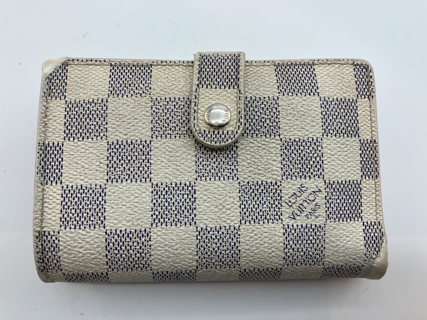 Louis Vuitton Damier Azur White Bi-fold Wallet Compact Wallet 13.5x9.5cm M61676 Clasp
