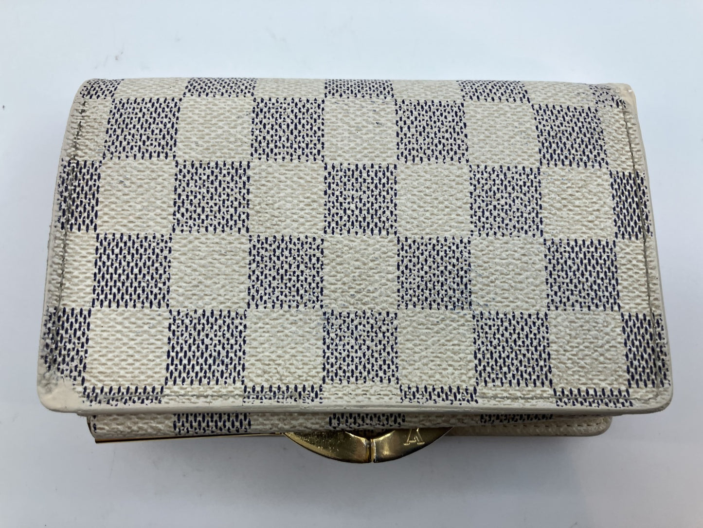 Louis Vuitton Damier Azur White Bi-fold Wallet Compact Wallet 13.5x9.5cm M61676 Clasp