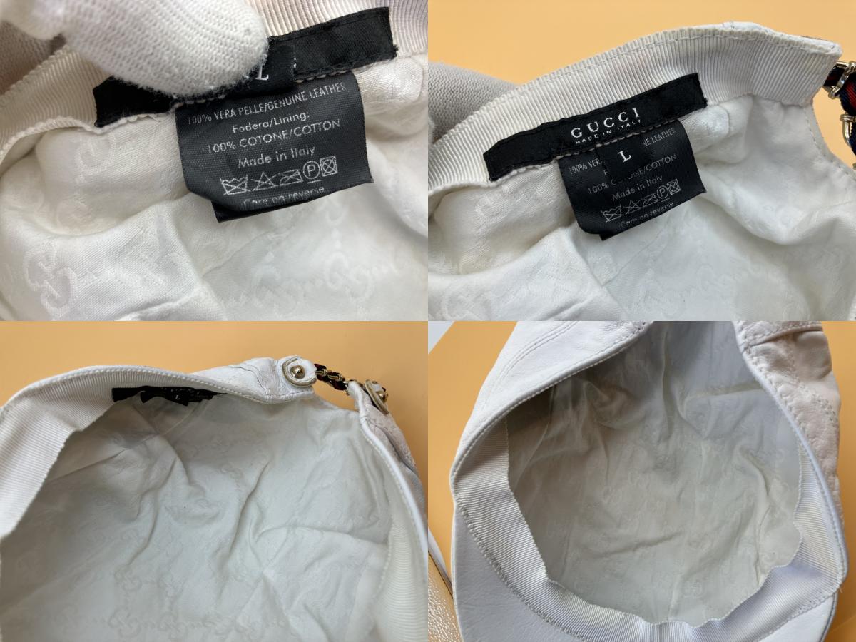 Gucci 155578 Hunting Cap, Lambskin, White, Size L (Head circumference: 56cm) with bag .