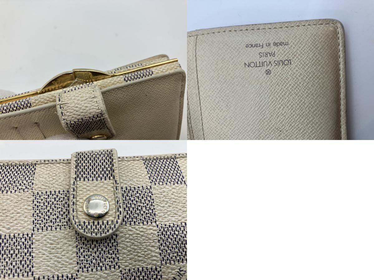 Louis Vuitton Damier Azur White Bi-fold Wallet Compact Wallet 13.5x9.5cm M61676 Clasp