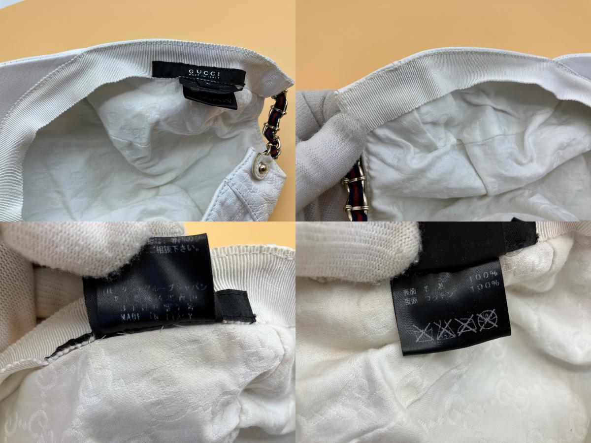Gucci 155578 Hunting Cap, Lambskin, White, Size L (Head circumference: 56cm) with bag .