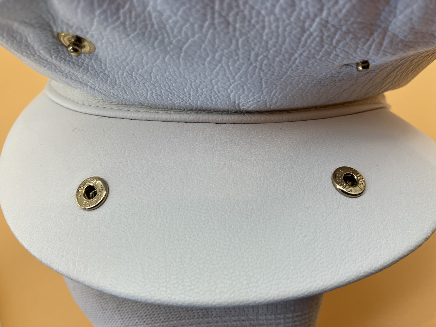 Gucci 155578 Hunting Cap, Lambskin, White, Size L (Head Circumference: 56cm), Bag Included, Free Shipping 