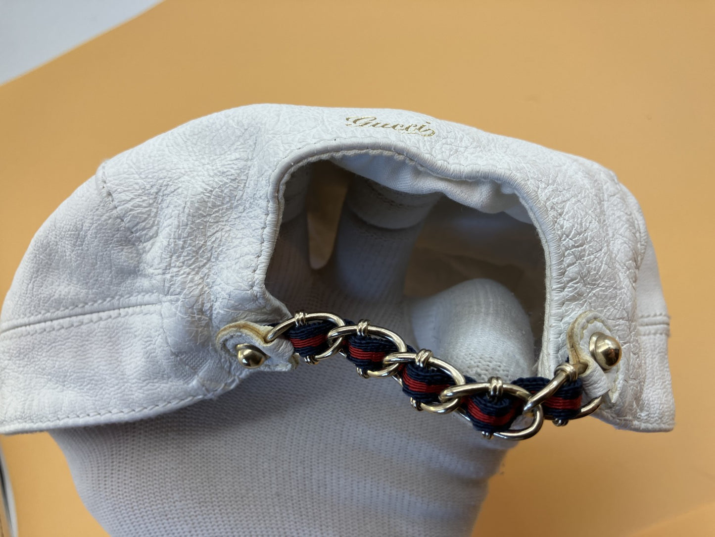 Gucci 155578 Hunting Cap, Lambskin, White, Size L (Head circumference: 56cm) with bag .