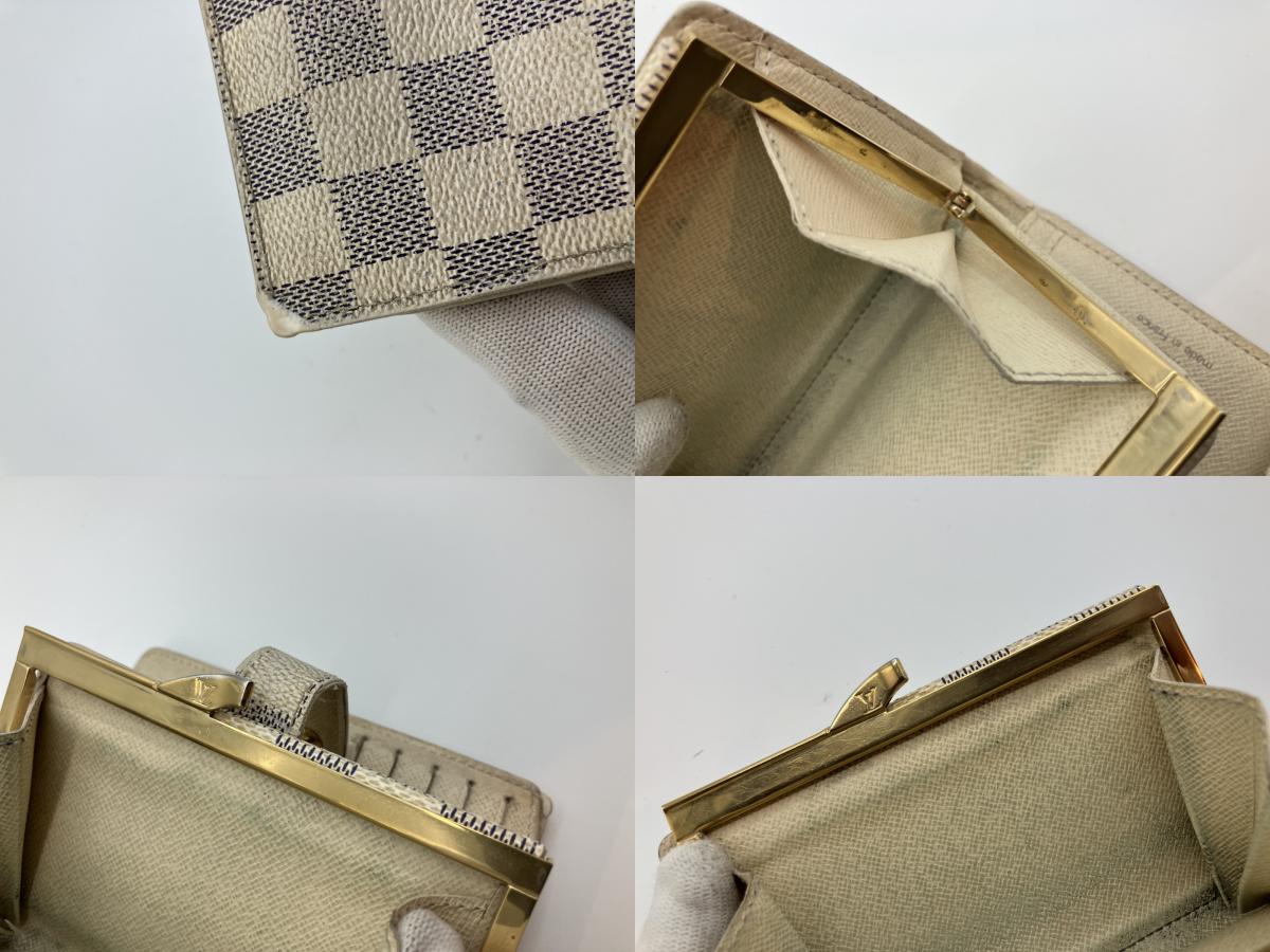 Louis Vuitton Damier Azur White Bi-fold Wallet Compact Wallet 13.5x9.5cm M61676 Clasp