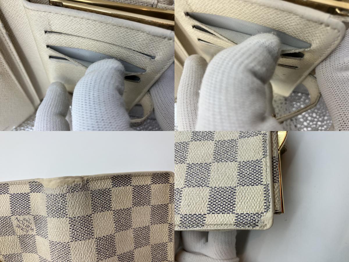 Louis Vuitton Damier Azur White Bi-fold Wallet Compact Wallet 13.5x9.5cm M61676 Clasp