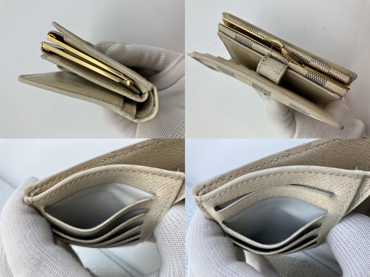 Louis Vuitton Damier Azur White Bi-fold Wallet Compact Wallet 13.5x9.5cm M61676 Clasp