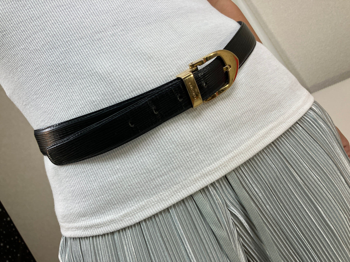 ＬＯＵＩＳ ＶＵＩＴＴＯＮ ルイ グラフィック 黒サンチュール クラッシックベルト ノワール 短く１０３ｃｍ 送料無料